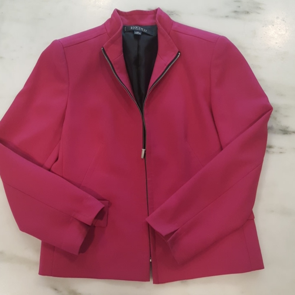 Kasper hot pink zip up jacket blazer